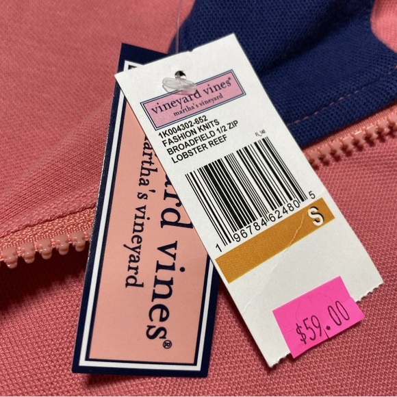Vineyard Vines Broadfield 1/2 Zip Men's Small Lobster Reef Pullover Sweater NWT - Picture 7 of 9